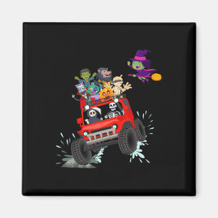 Skeleton Mummy Vampire Zombie Riding Monster Truck Magnet