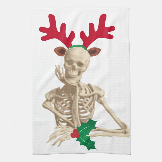 skeleton nightmare christmas kitchen towel (Vertical)