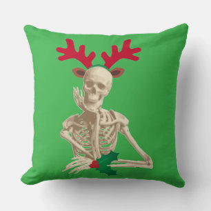 skeleton nightmare christmas throw pillow