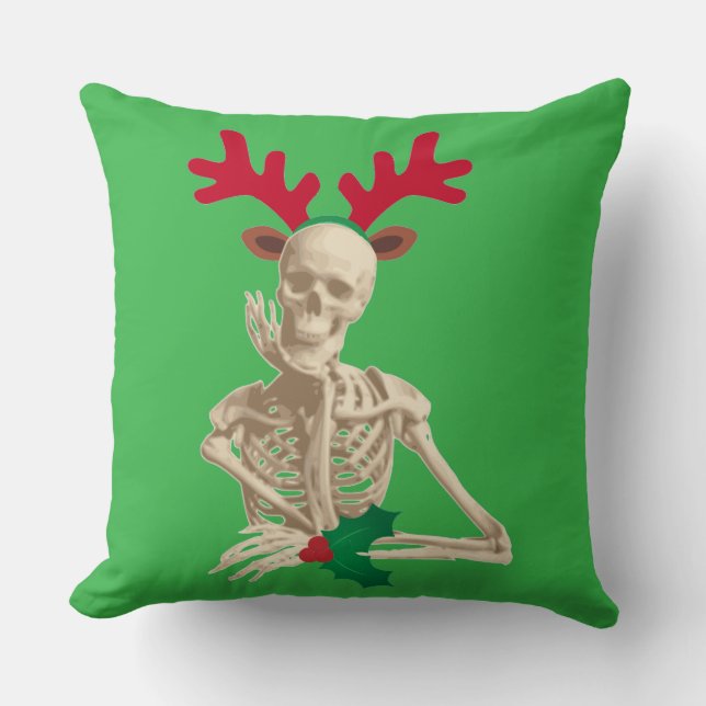 skeleton nightmare christmas throw pillow (Front)