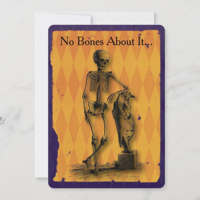 Skeleton No Bones About It Halloween Party Invitation (Front)