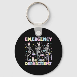 Skeleton Nurse Dancing Easter Day Emergency Keychain