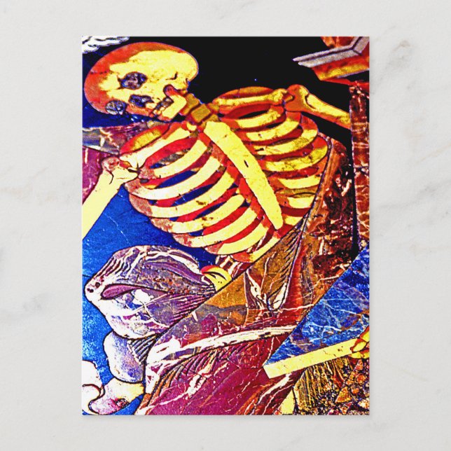 Skeleton on Floor Grave, Malta Postcard (Front)