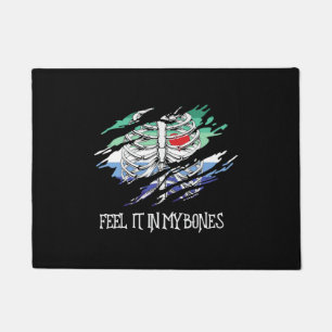 Skeleton on Gay Flag Colours Background Doormat