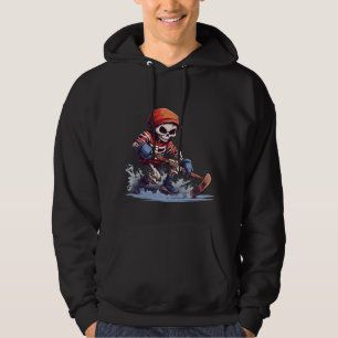 Skeleton on Ice Hockey Skates Hoodie