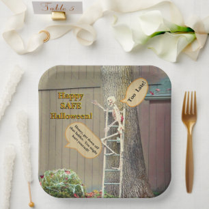 SKELETON ON LADDER/WIFE'S ADMONITION PAPER PLATE