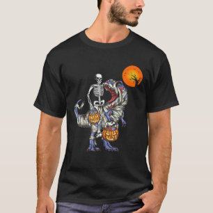 Skeleton On Mummy Dinosaur T Rex Halloween S For W T-Shirt