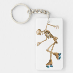 Skeleton on Roller Skates Keychain