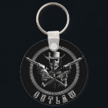 Skeleton Outlaw Key Rings<br><div class="desc">'I'll give you my gun when you take it from my cold,  dead hands!' And even then,  the bullets are gonna fly when you try to take them from this gun totin' skeleton cowboy. Coming for you,  straight from the Badlands of Hell.</div>