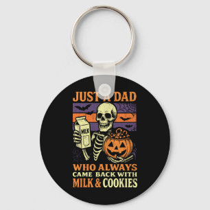 Skeleton Papa Halloween Dad Who Came Ck With Milk  Keychain