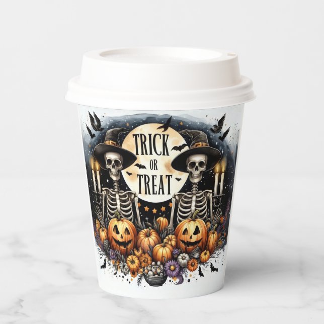 Skeleton Paper Cups for Spooky Drinks (Front)