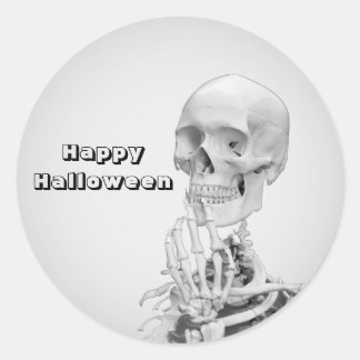 Skeleton Paper Halloween Classic Round Sticker