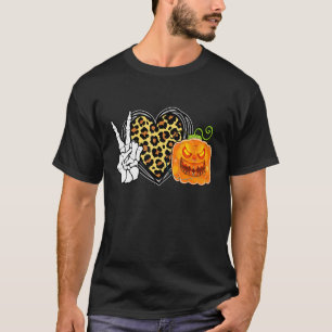 Skeleton Peace Leopard Love Scary Pumpkins Jackola T-Shirt