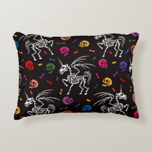 Skeleton Pegasus: colourful skulls pattern. Accent Pillow