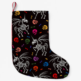 Skeleton Pegasus: colourful skulls pattern. Small Christmas Stocking