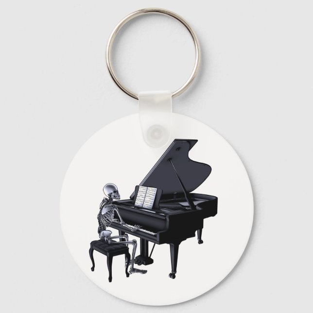 Skeleton Piano Player Keychain (Front)
