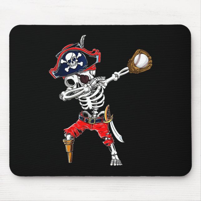 Skeleton Pirate &amp; Baseball Ball Halloween Cost Mouse Pad (Front)