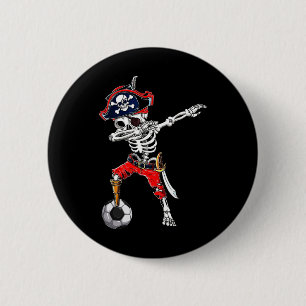 Skeleton Pirate & Soccer Ball Halloween Costum 2 Inch Round Button