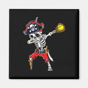 Skeleton Pirate & Softball Ball Halloween Cost Magnet