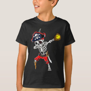 Skeleton Pirate & Softball Ball Halloween Cost T-Shirt