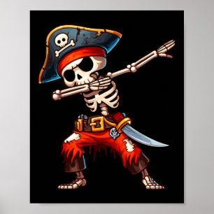 Skeleton Pirate Halloween Kids Pirate Poster
