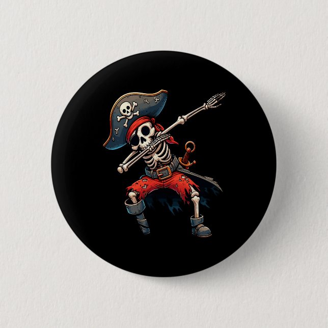 Skeleton Pirate Kids  2 Inch Round Button (Front)