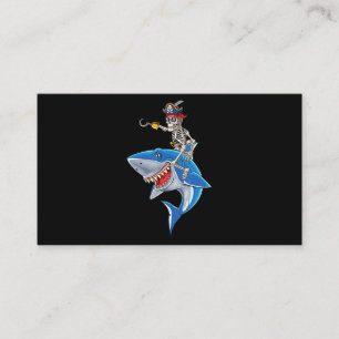 Skeleton Pirate Riding Shark Cute Boys Halloween Business Card