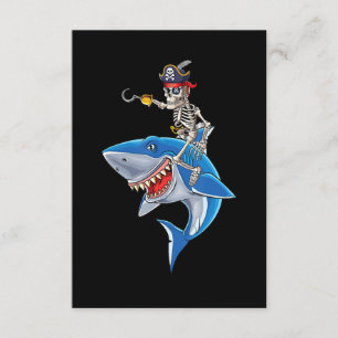 Skeleton Pirate Riding Shark Cute Boys Halloween Enclosure Card