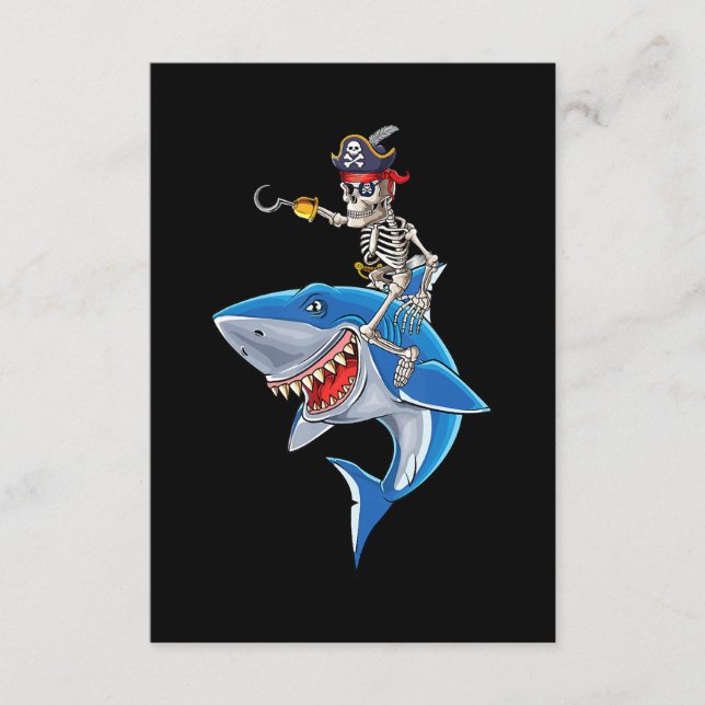 Skeleton Pirate Riding Shark Cute Boys Halloween Enclosure Card (Front)