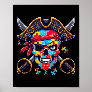 Skeleton Pirate Skull Halloween Mens Womens Kids Poster