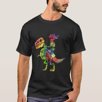 Skeleton Pirate T Rex Dinosaur Tie Dye Halloween C T-Shirt