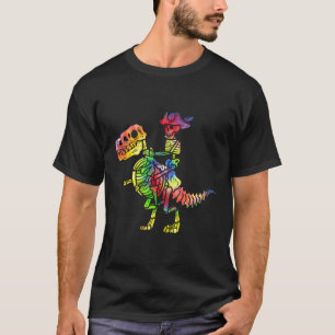 Skeleton Pirate T Rex Dinosaur Tie Dye Halloween C T-Shirt