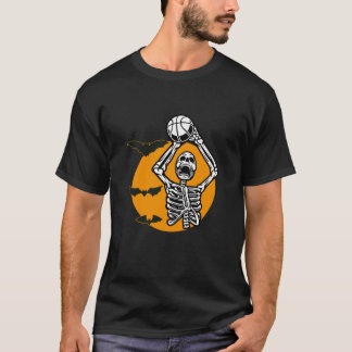Skeleton Play Volleyball in Halloween Night T-Shirt