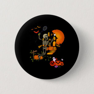 Skeleton Playing Badminton Sport Scary Halloween C 2 Inch Round Button