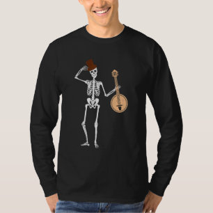Skeleton Playing Banjo Cool Rock Banjo Player T-Shirt