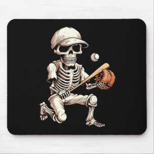 Skeleton Playing Baseball Halloween Skull Lover Mouse Pad