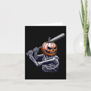 Skeleton Playing Baseball Player Halloween  Card
