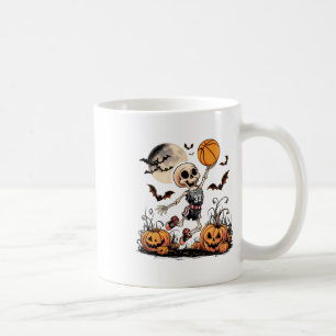 Skeleton Playing Basketball Halloween Men Boys Bas Coffee Mug