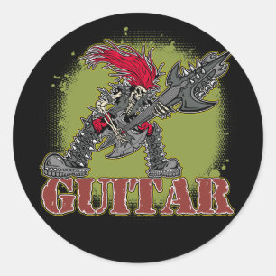 Skeleton Playing Electric Guitar Classic Round Sticker