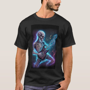 skeleton playing electric guitar in space T-Shirt
