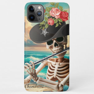 skeleton playing flute skull mordern trendy hallow iPhone 11Pro max case