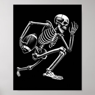 Skeleton Playing Football Halloween Skull Lover Poster