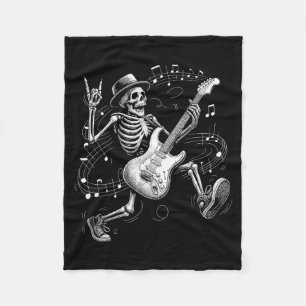 Skeleton Playing Guitar Music For Men Women Rock B Fleece Blanket