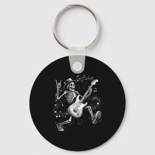 Skeleton Playing Guitar Music For Men Women Rock B Keychain