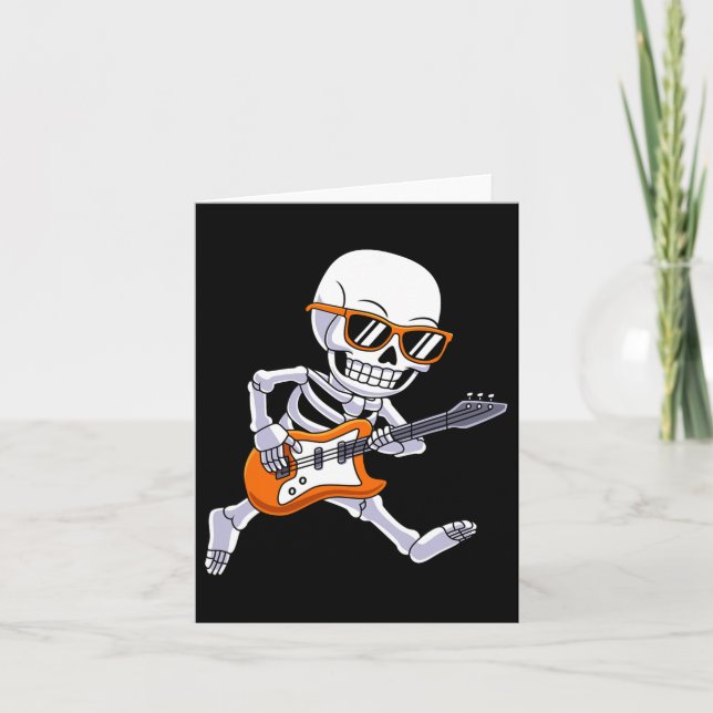 Skeleton Playing Guitar Rock And Roll Boys Kids  Card (Front)