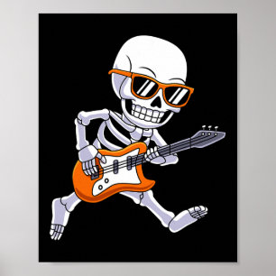 Skeleton Playing Guitar Rock And Roll Boys Kids Poster