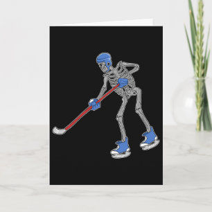 Skeleton Playing Ice Hockey Horror Skull Player Ha Card