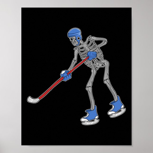 Skeleton Playing Ice Hockey Horror Skull Player Ha Poster (Front)