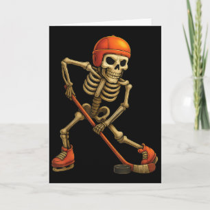 Skeleton Playing Ice Hockey Player Halloween Costu Card