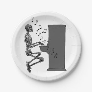 Skeleton Playing Piano Music Funny Paper Plate